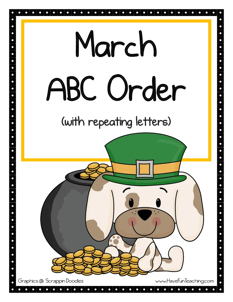 An educational teaching resource from Have Fun Teaching entitled St. Patrick's Day Hard Alphabetical Order Activity downloadable at Teach Simple.