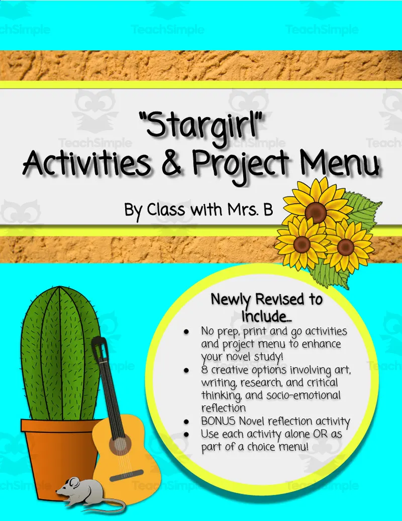 "Stargirl" Activities + Project Menu by Teach Simple
