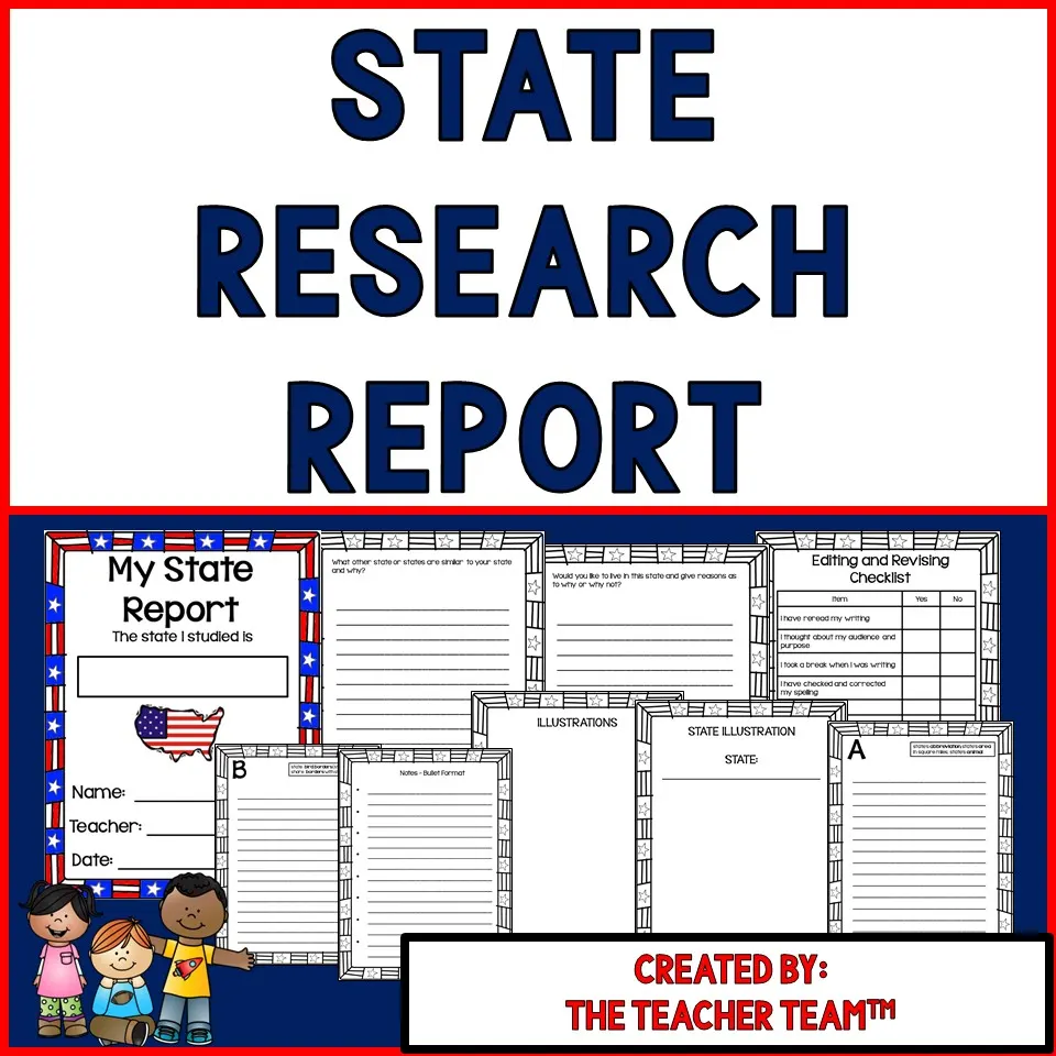 An educational teaching resource from The Teacher Team entitled State Research Report downloadable at Teach Simple.