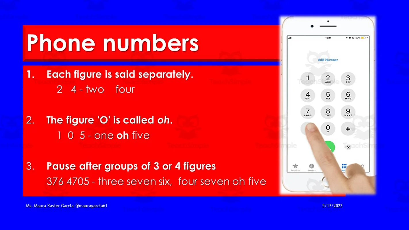 Telephone Numbers in English by Teach Simple
