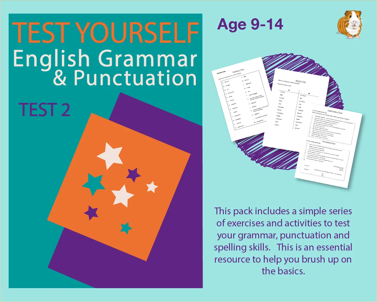 An educational teaching resource from Guinea Pig Education entitled Test Your English Grammar And Punctuation Skills: Test 2 (9-14 years) downloadable at Teach Simple.