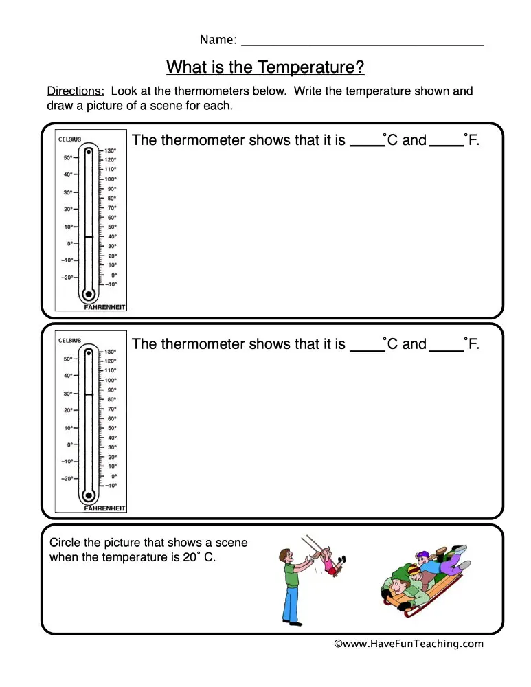Thermometer Reading Worksheet by Teach Simple