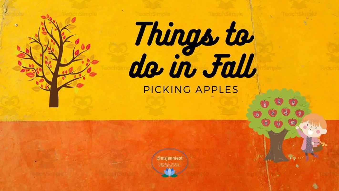 An educational teaching resource from MsJennieOT entitled Things To Do in Fall - Picking Apples Activity downloadable at Teach Simple.