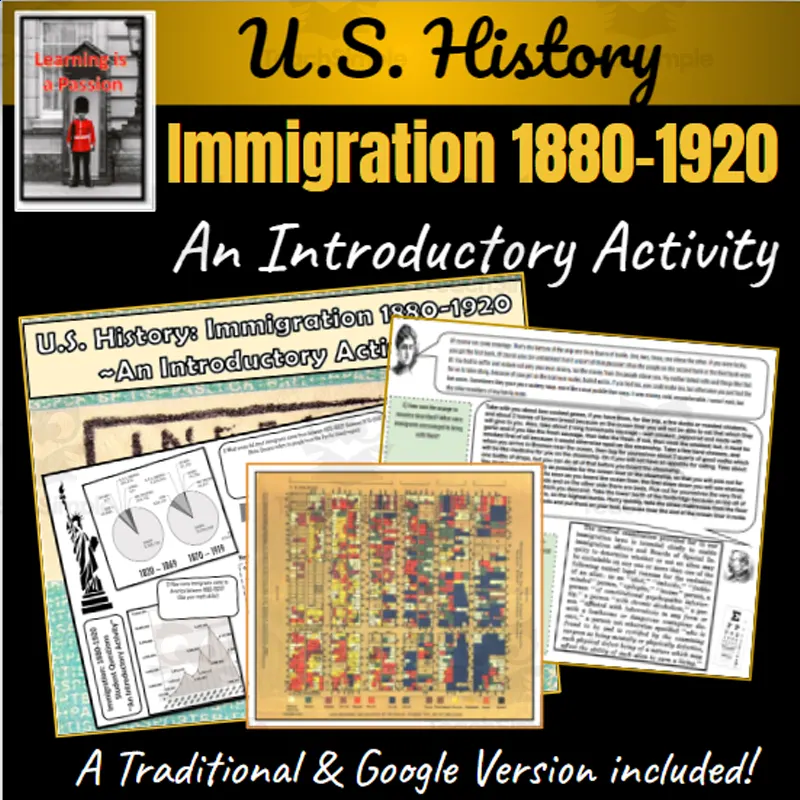 An educational teaching resource from Learning is a Passion entitled U.S. History |Industrialization | Immigration 1880-1920 | An Introductory Activity downloadable at Teach Simple.