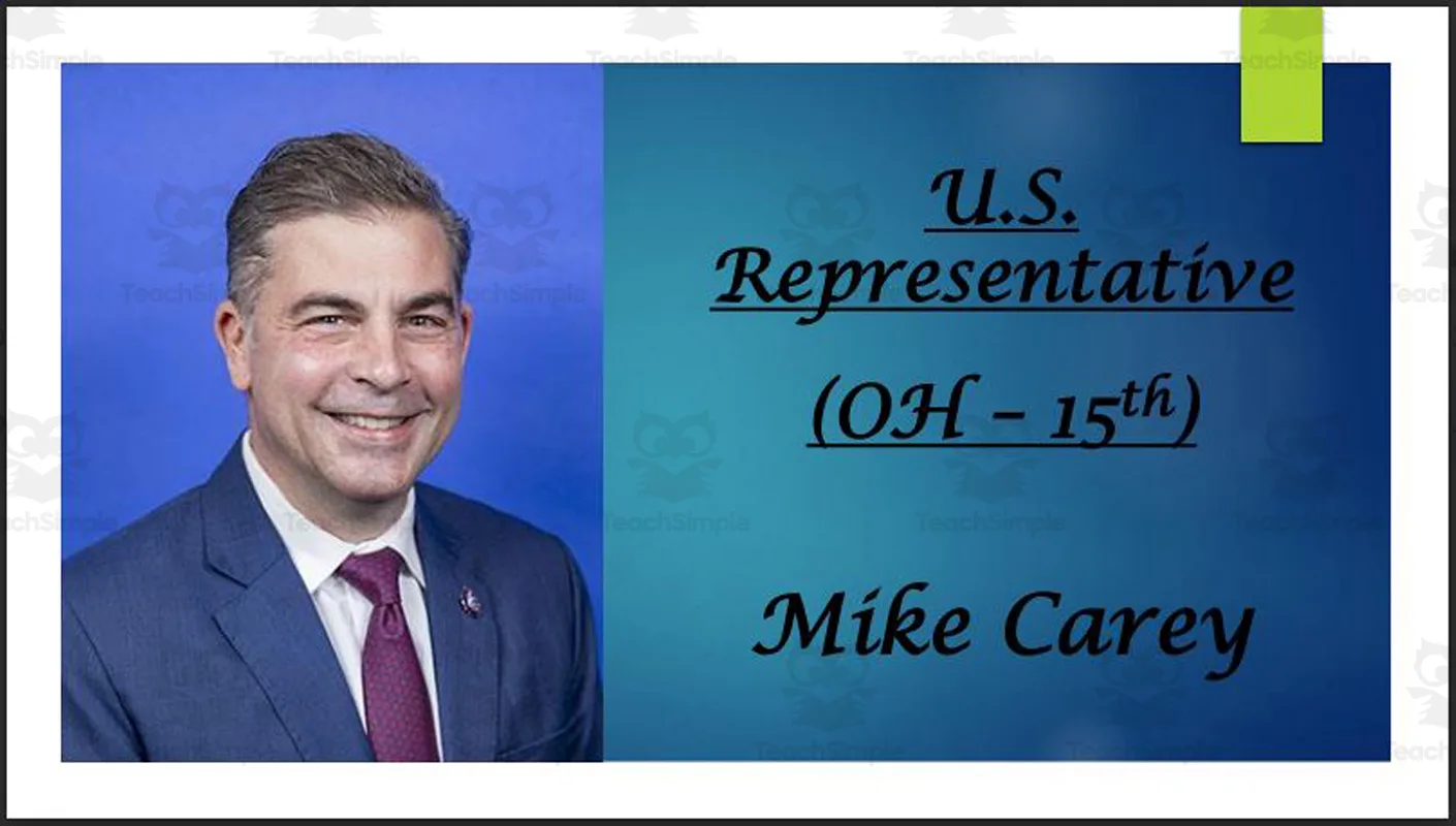 U.S. Representative Mike Carey (OH - 15th) BIO PPT by Teach Simple