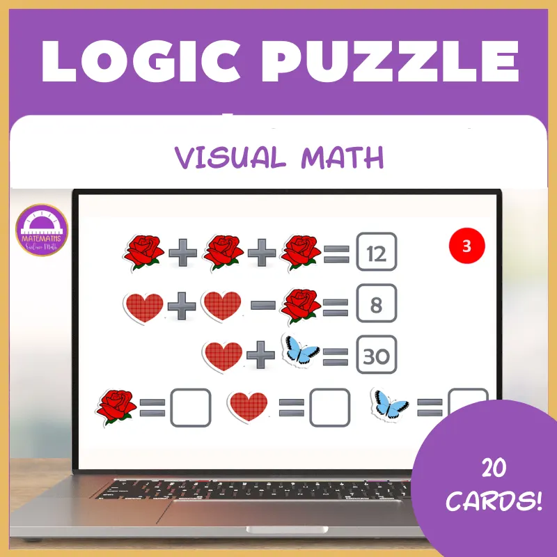 Valentine's Day Visual Math Activity Digital and Printable by Teach Simple