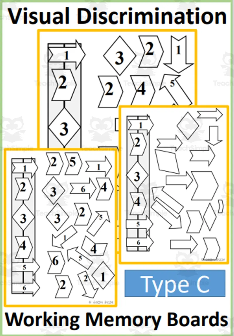 An educational teaching resource from WORDS ASIDE entitled Visual Discrimination | Working Memory Boards C downloadable at Teach Simple.