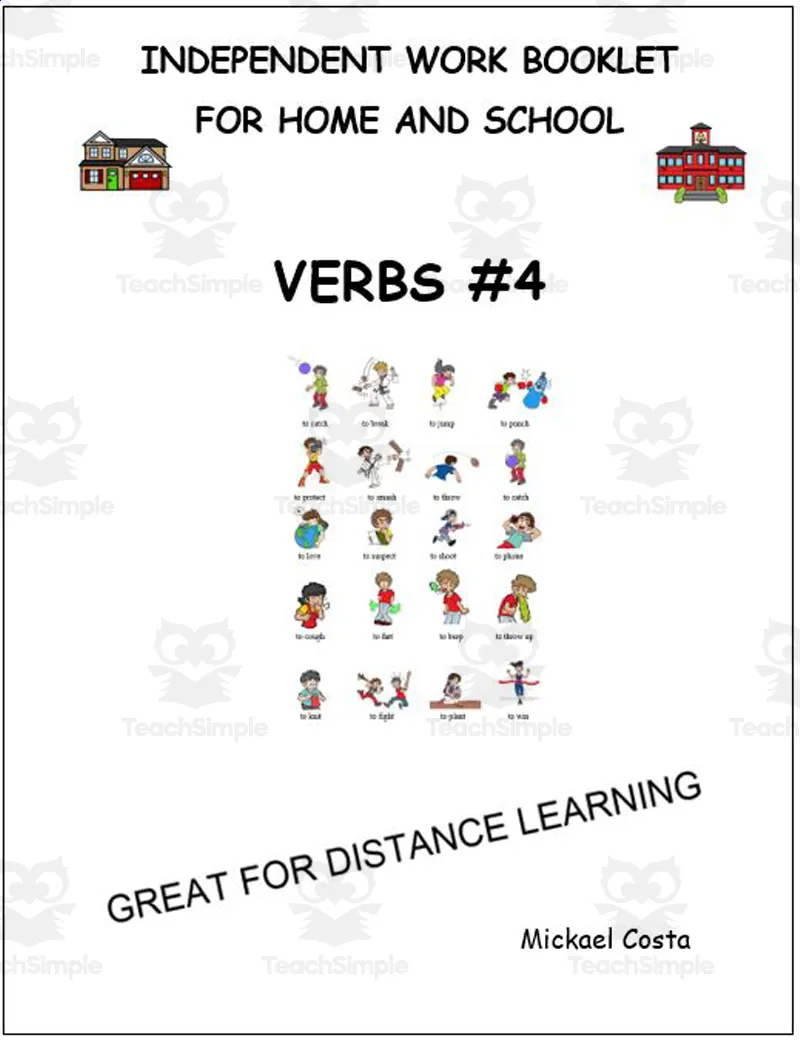 An educational teaching resource from Learn it ANY way entitled Vocabulary sheets: Verbs volume 4 downloadable at Teach Simple.