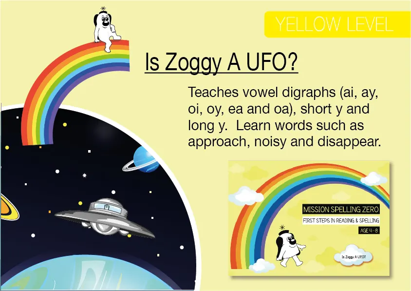 An educational teaching resource from Guinea Pig Education entitled Vowel Digraphs Like OA, AI, AY, OI, OY: Is Zoggy A UFO? downloadable at Teach Simple.