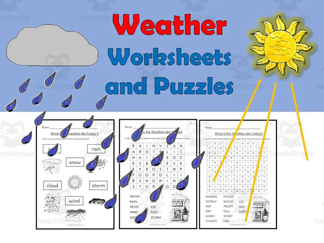 An educational teaching resource from Lilibette's Resources entitled Weather Puzzles downloadable at Teach Simple.