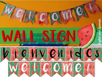 An educational teaching resource from Teacher's Clipart entitled Welcome Sign Banners - Watermelon downloadable at Teach Simple.