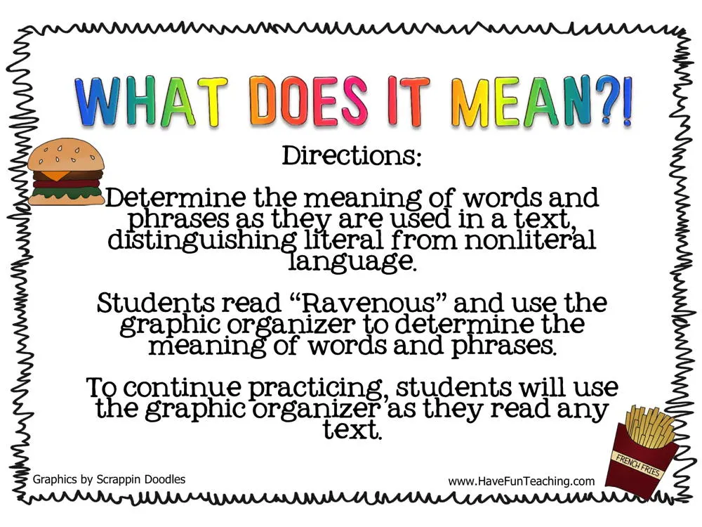 An educational teaching resource from Have Fun Teaching entitled What Does it Mean Literal Non-Literal Language Activity downloadable at Teach Simple.