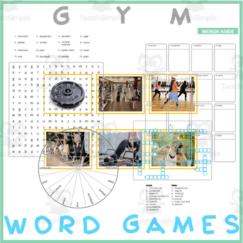 An educational teaching resource from WORDS ASIDE entitled Word Puzzle Games | Copy Crossword Wordsearch Anagram | GYM downloadable at Teach Simple.