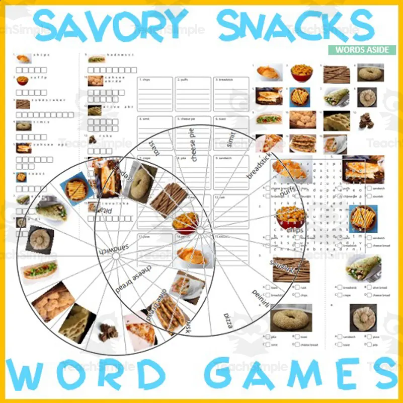 Word Puzzles Crossword Wordsearch Anagram SNACKS by Teach Simple