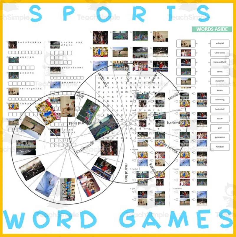 Word Puzzles Crossword Wordsearch Anagram SPORTS by Teach Simple