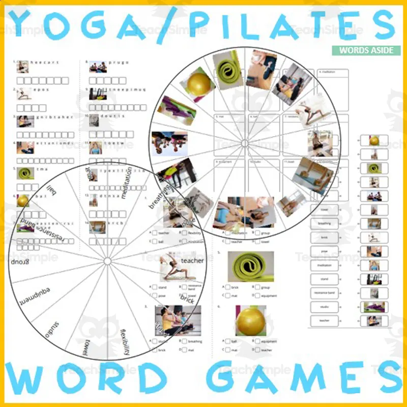 Word Puzzles Crossword Wordsearch Anagram YOGA PILATES by Teach Simple