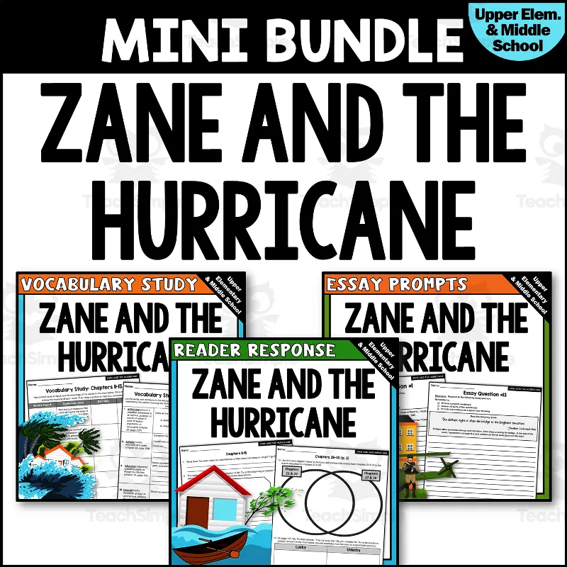 "Zane and the Hurricane" Novel Study MINI BUNDLE by Teach Simple