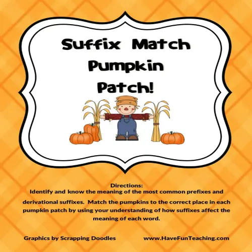 Pumpkin Patch Matching Suffix Activity By Teach Simple