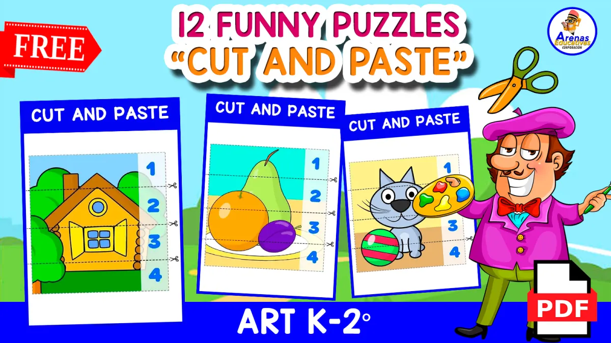 An educational teaching resource from EDITORIAL LAURA EDUCA entitled 12 FREE PUZZLES FOR KIDS | Art downloadable at Teach Simple.