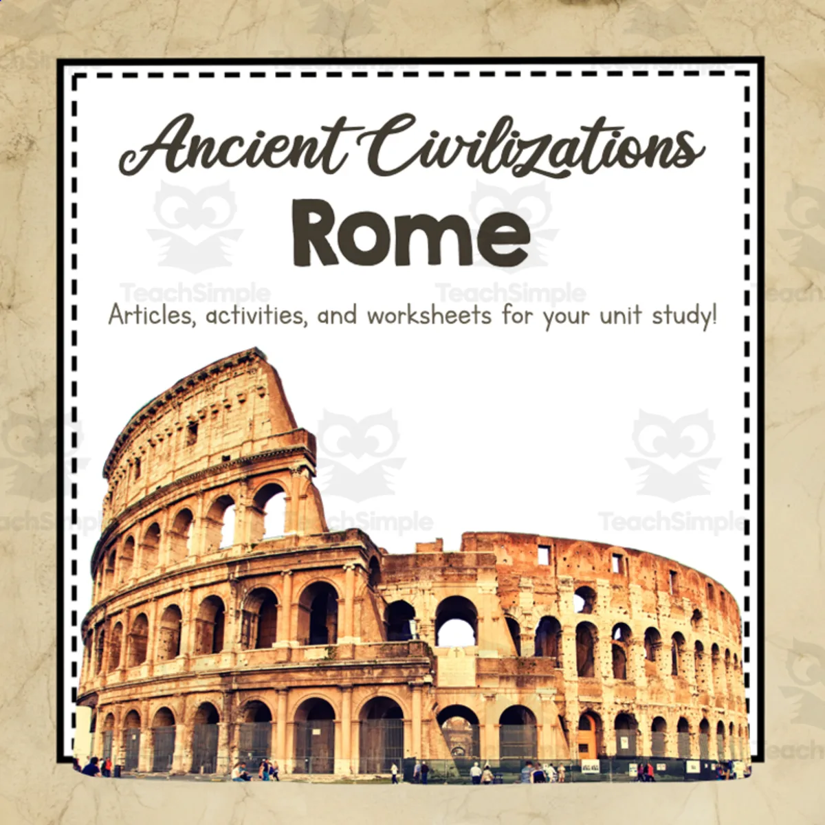 An educational teaching resource from Simply Schoolgirl entitled Ancient Civilizations: Rome Unit Study downloadable at Teach Simple.