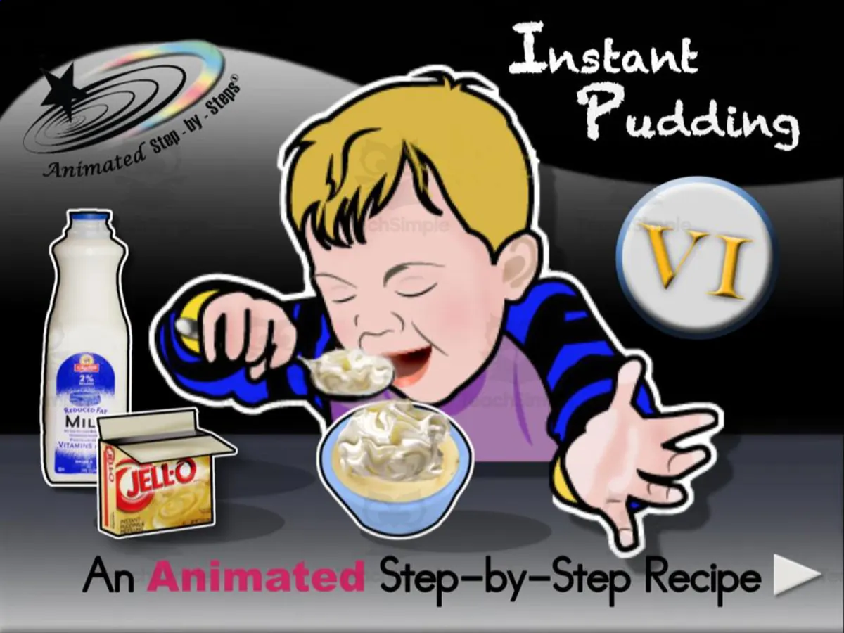 An educational teaching resource from Bloom Resources entitled Animated Recipe: Instant Pudding VI downloadable at Teach Simple.