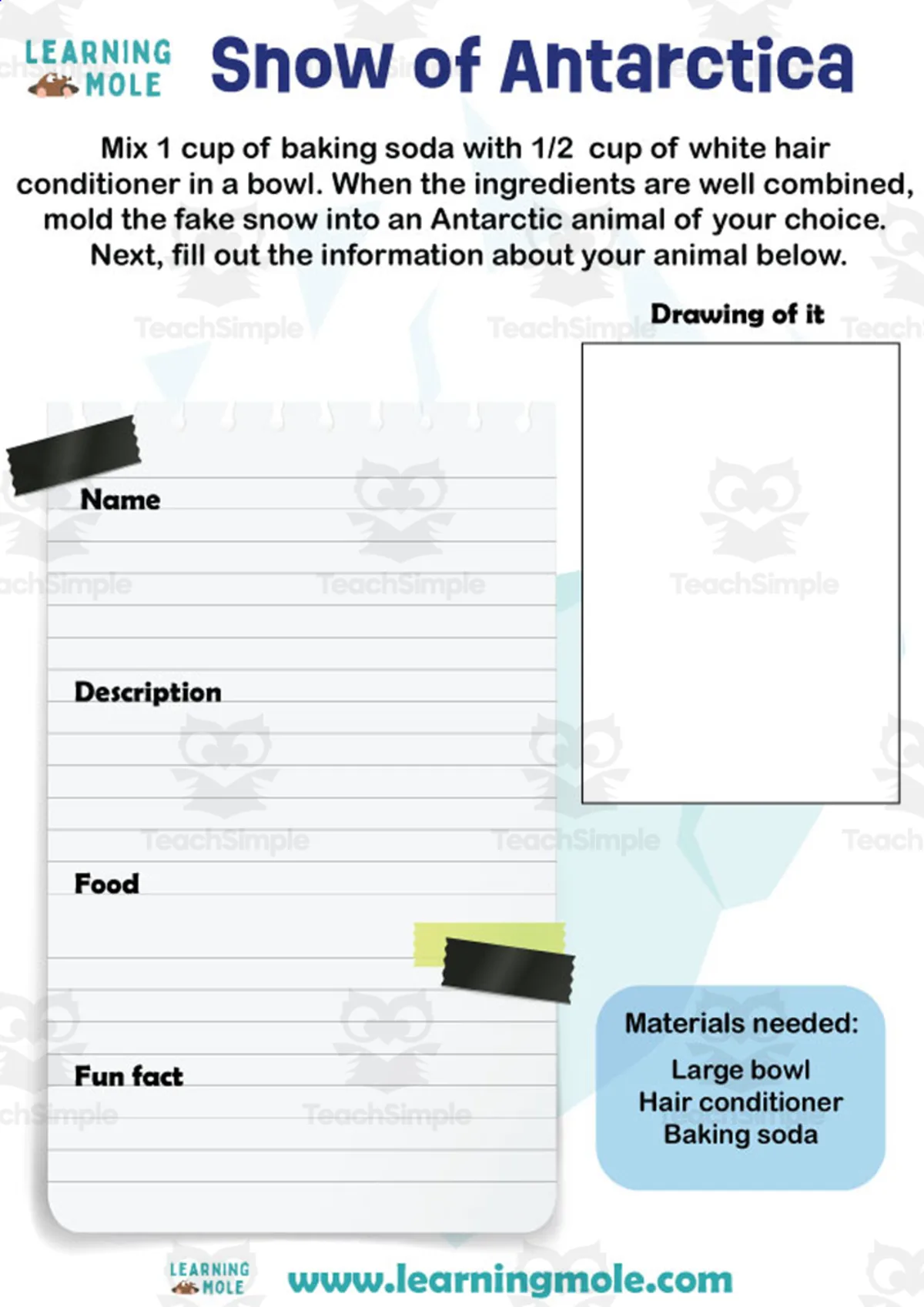 An educational teaching resource from Educational Voice entitled Antarctica Activity downloadable at Teach Simple.