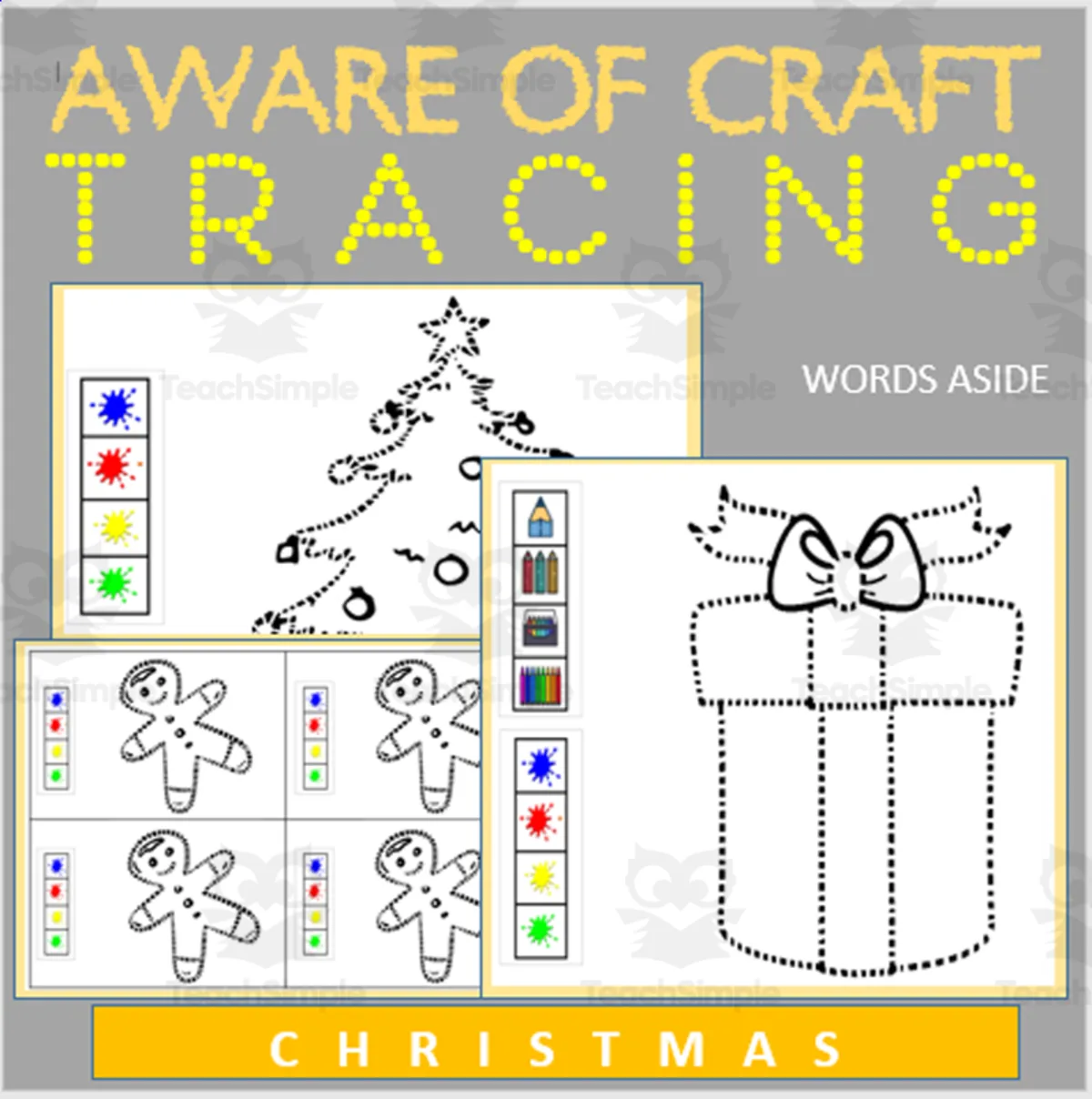 An educational teaching resource from WORDS ASIDE entitled Aware of Craft Tracing - Christmas downloadable at Teach Simple.