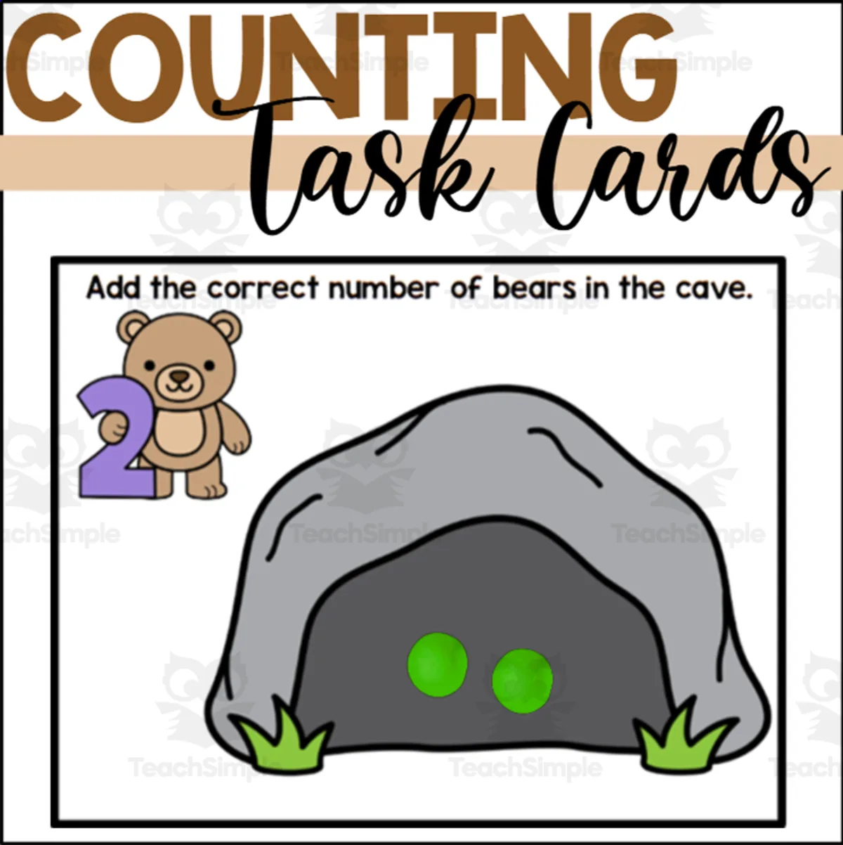 An educational teaching resource from The Connett Connection entitled Bear Counting to 10 Fine Motor Task Cards downloadable at Teach Simple.