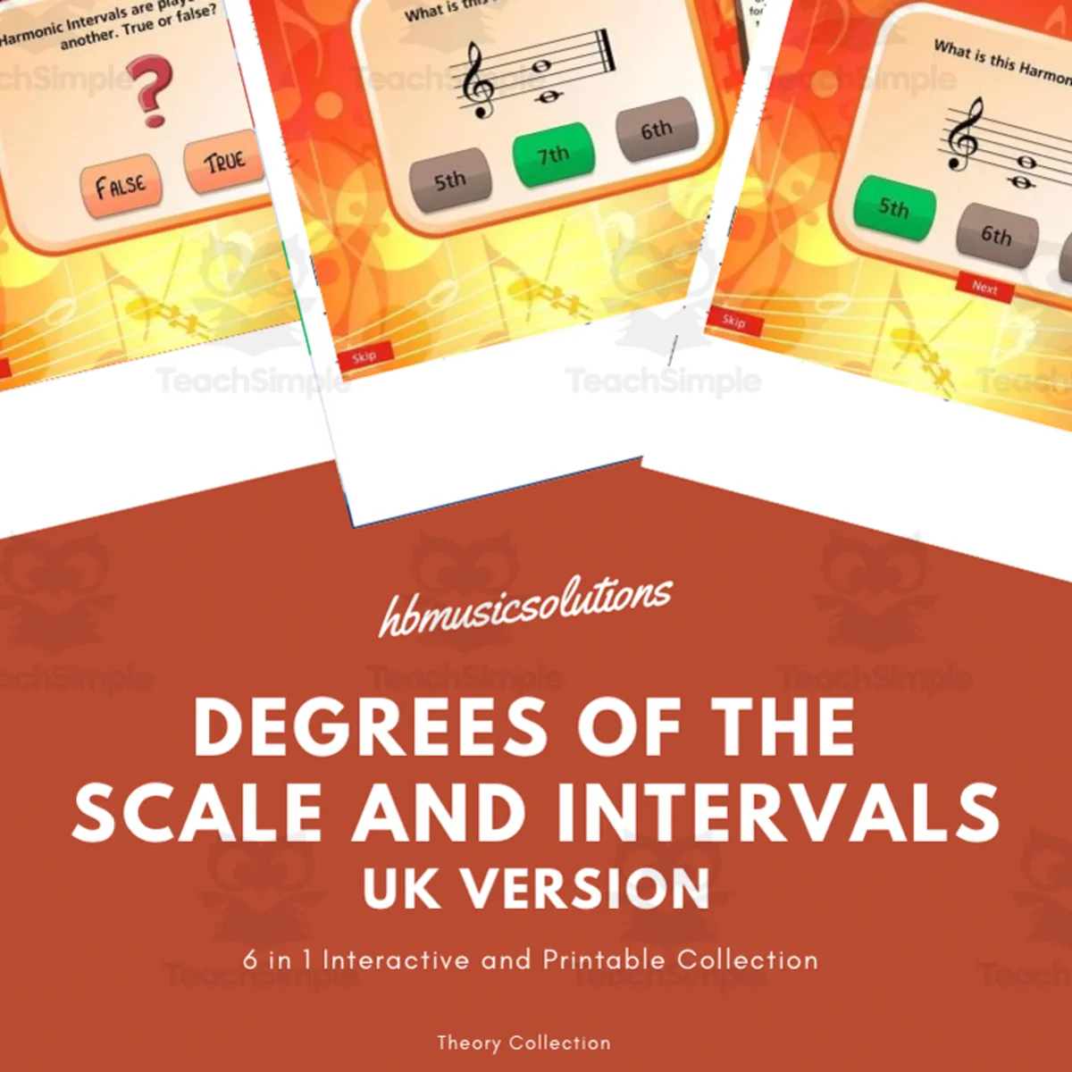 An educational teaching resource from Hbmusicsolutions's Shop entitled Beginner Music Theory: Degrees of the Scale and Intervals - UK Version downloadable at Teach Simple.