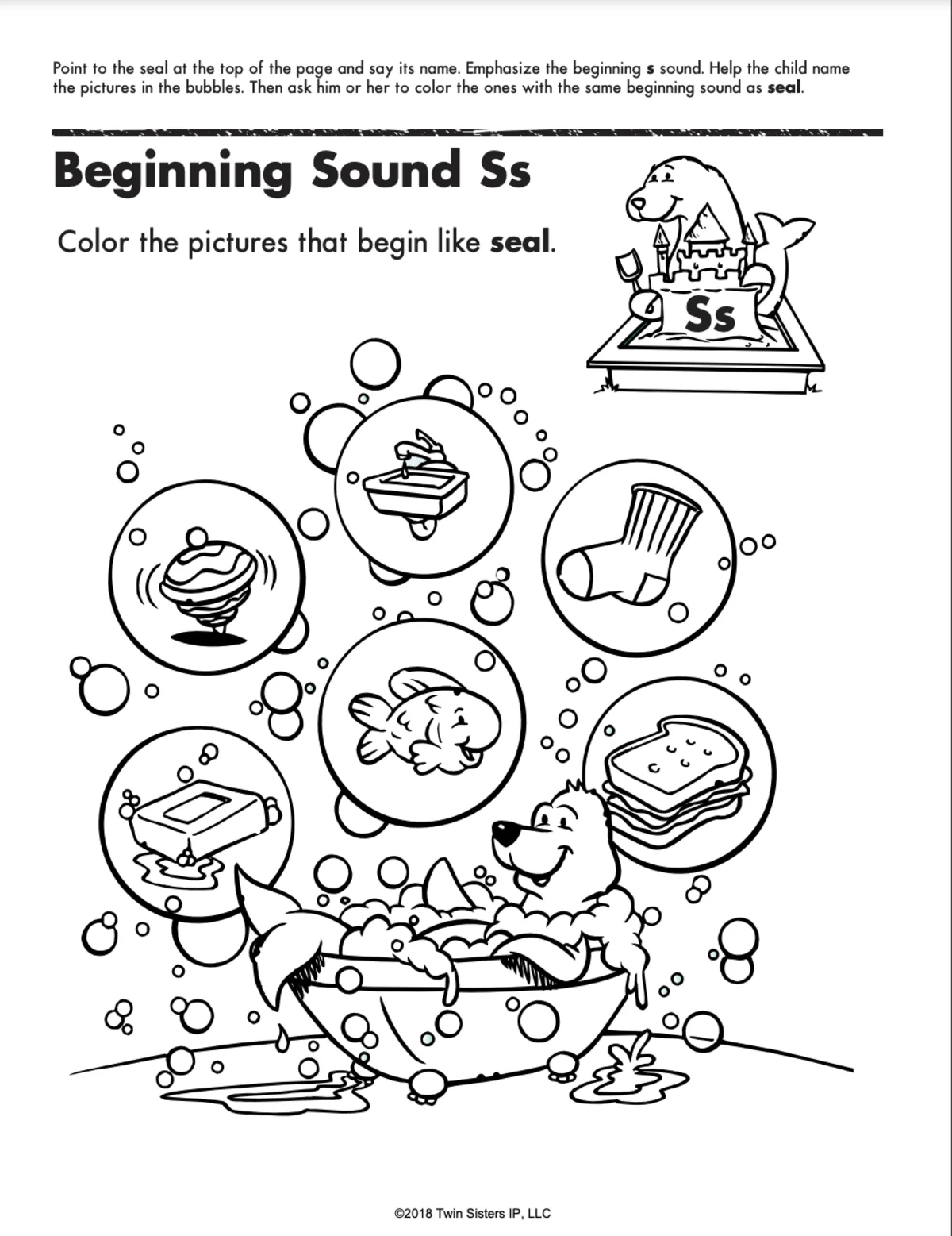 An educational teaching resource from Twin Sisters Digital Media entitled Beginning Letter Sounds Printable Workbook downloadable at Teach Simple.
