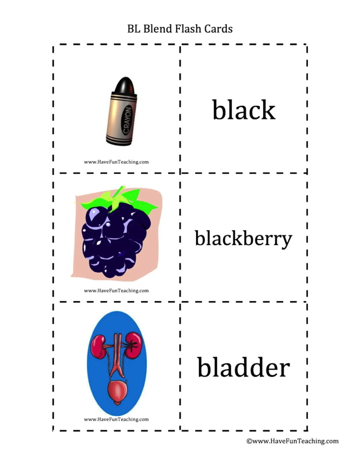 An educational teaching resource from Have Fun Teaching entitled BL Blends Flash Cards downloadable at Teach Simple.