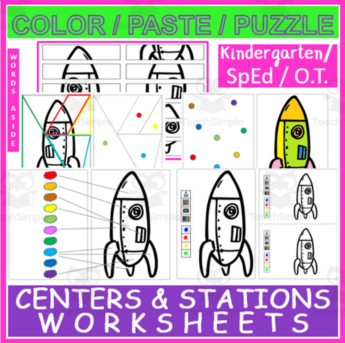 An educational teaching resource from WORDS ASIDE entitled Centers and Stations Worksheets 1 downloadable at Teach Simple.