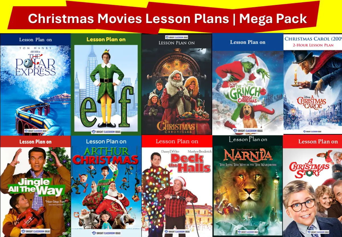 An educational teaching resource from Bright Classroom Ideas Marketplace entitled Christmas Movie Lesson Plan Mega Pack — 27 Classics for All Grades! downloadable at Teach Simple.