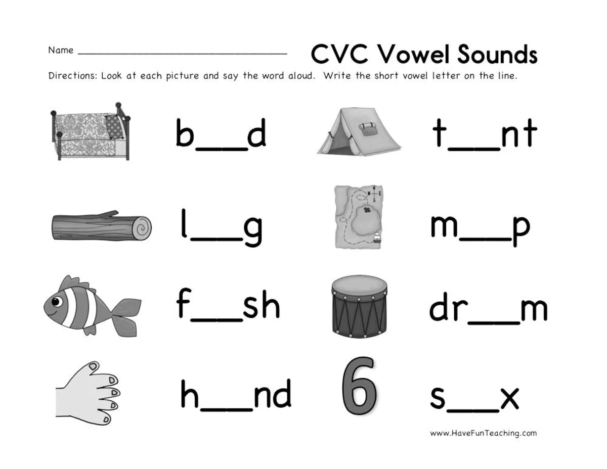 An educational teaching resource from Have Fun Teaching entitled CVC Vowel Sounds Worksheet downloadable at Teach Simple.