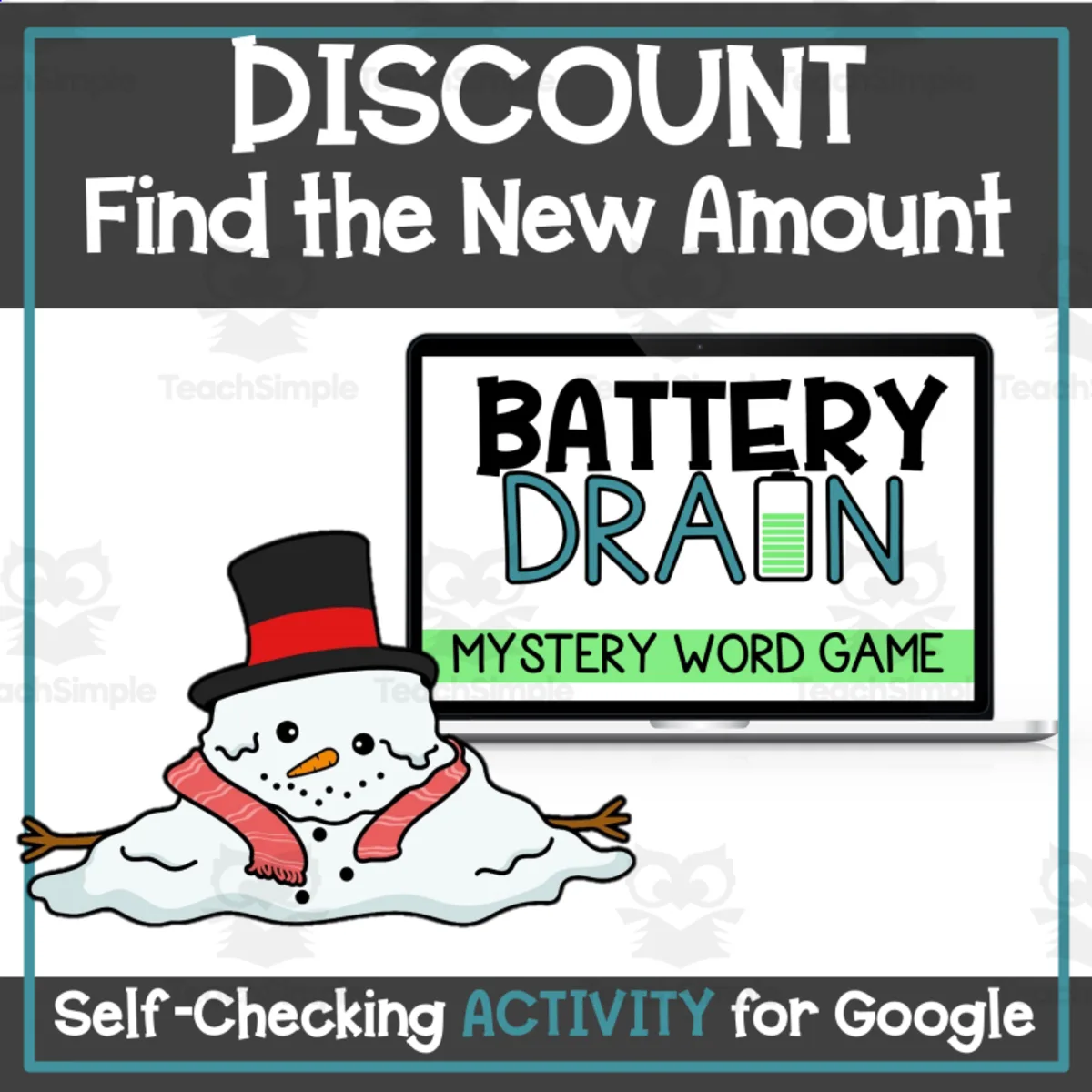 An educational teaching resource from Digitally Yours Shop entitled Discount Find the Selling Price Self-Checking Digital Holiday - Winter - Christmas Activity downloadable at Teach Simple.