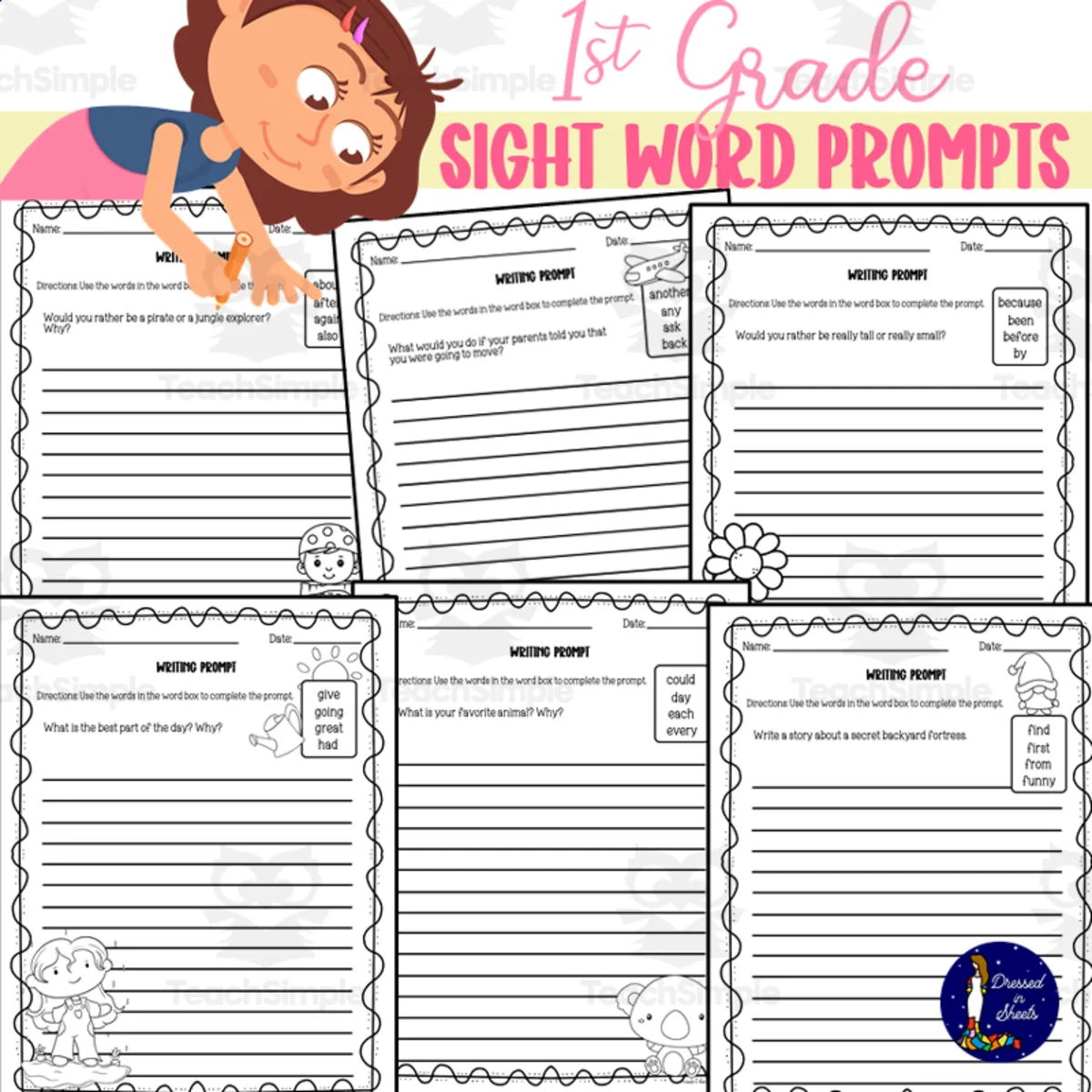 An educational teaching resource from Soumara Siddiqui entitled First Grade Sight Word Prompts downloadable at Teach Simple.