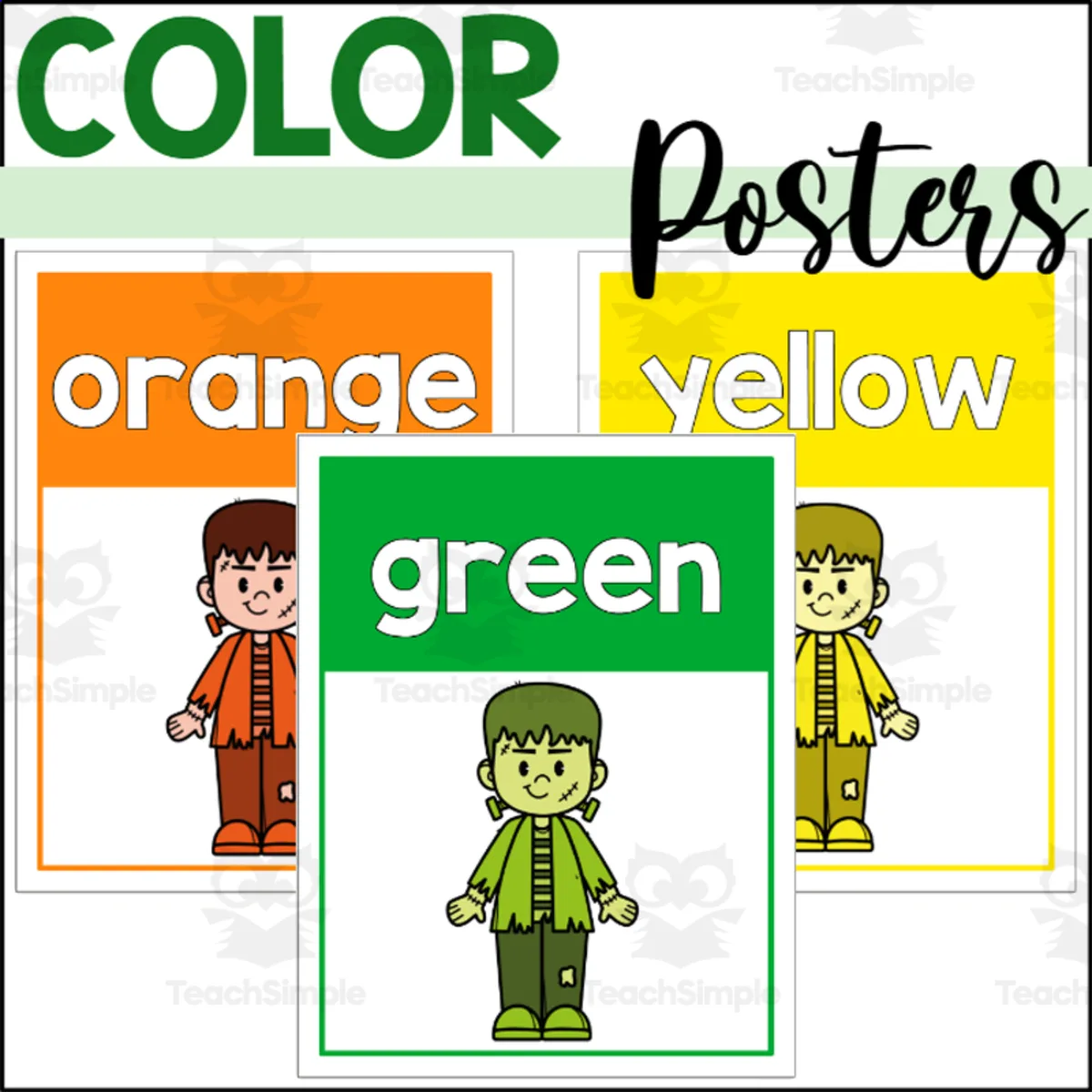 An educational teaching resource from The Connett Connection entitled Frankenstein Color Posters downloadable at Teach Simple.