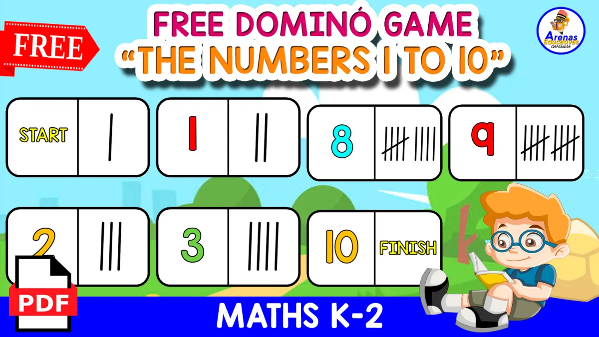 An educational teaching resource from EDITORIAL LAURA EDUCA entitled FREE DOMINÓ GAME | The Numbers 1 to 10 downloadable at Teach Simple.