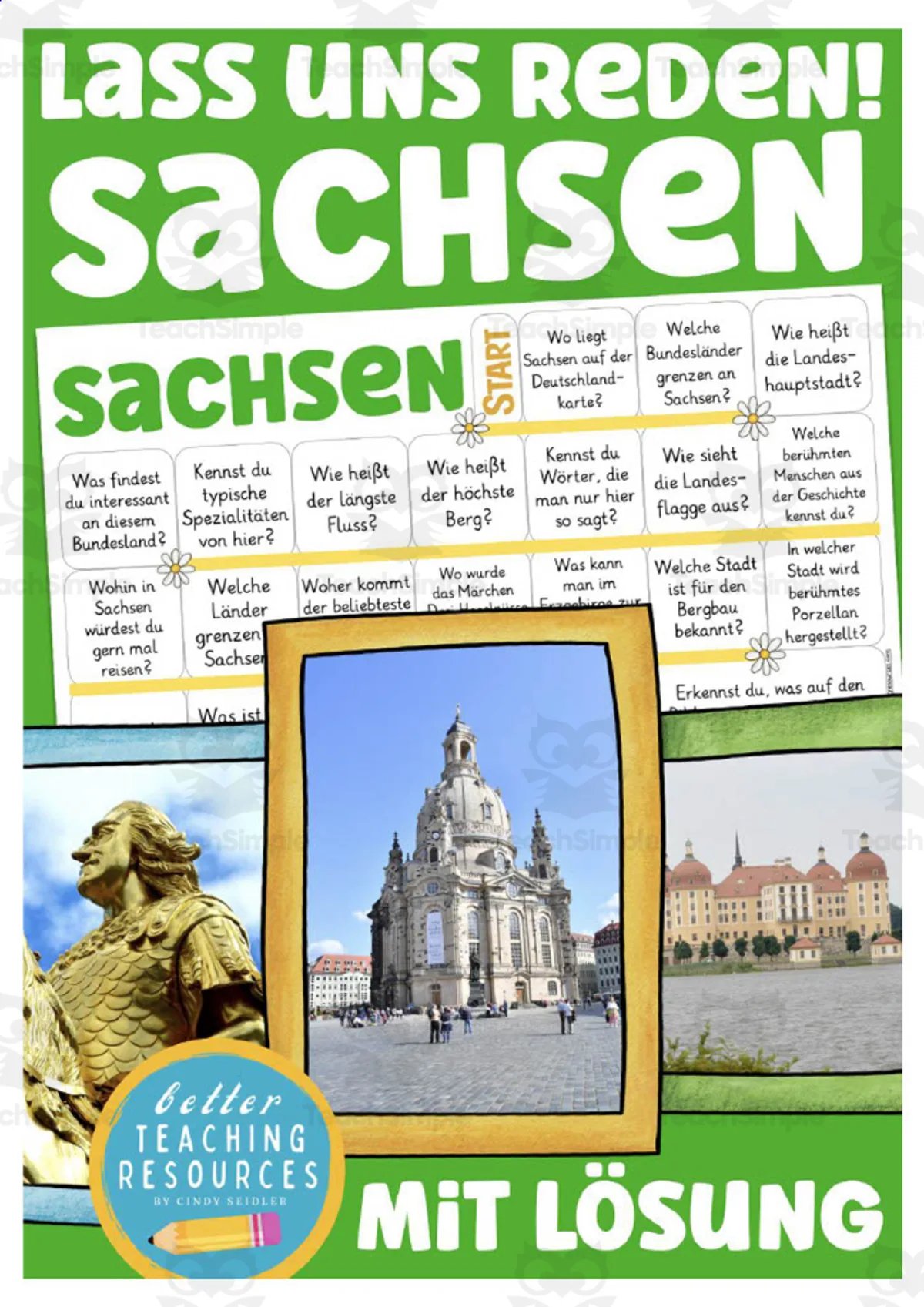 An educational teaching resource from Better Teaching Resources entitled German: Let's Talk About Saxony Board Game downloadable at Teach Simple.
