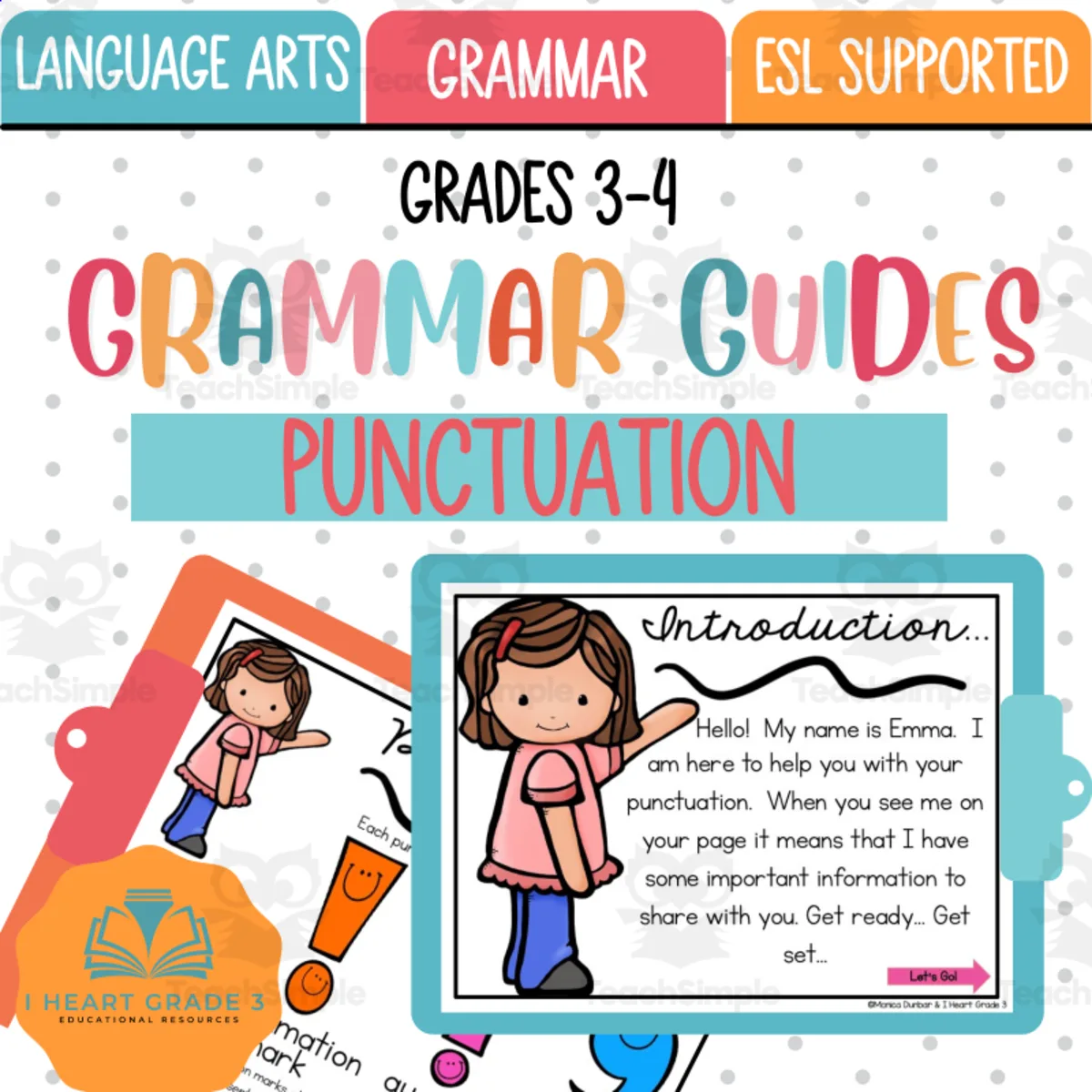 An educational teaching resource from I Heart Grade 3 entitled Grammar Guides - Punctuation downloadable at Teach Simple.