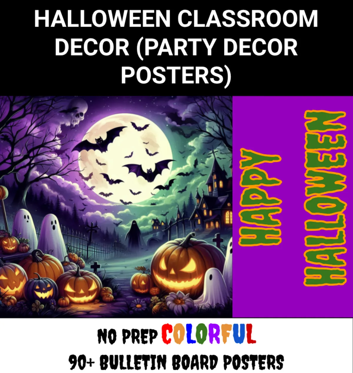 An educational teaching resource from FlashKart entitled Hauntingly Hilarious Halloween Classroom/Door/Hallway/School Decor Kit downloadable at Teach Simple.