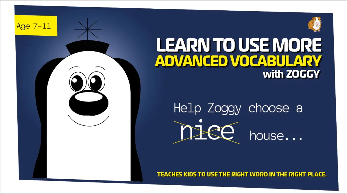 An educational teaching resource from Guinea Pig Education entitled Improve Vocabulary Worksheet: Replace The Word Nice - part 2 (Age 7-11) downloadable at Teach Simple.