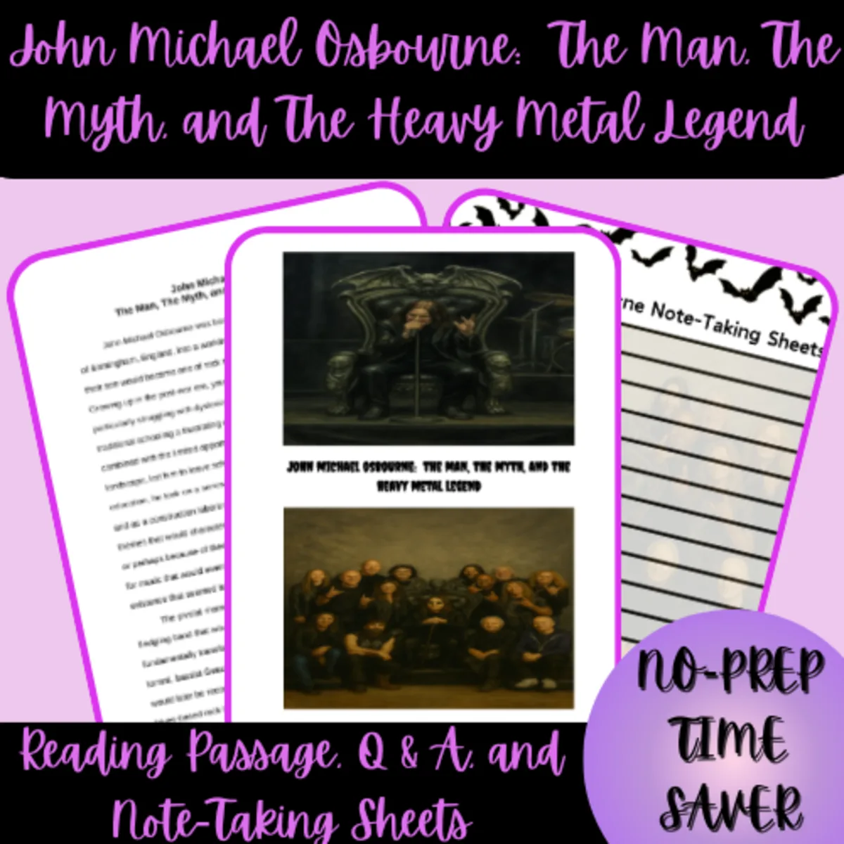 An educational teaching resource from Homeschool with Big Easy Homeschooling Mom entitled John Michael Osbourne: The Man, The Myth, and The Heavy Metal Legend downloadable at Teach Simple.