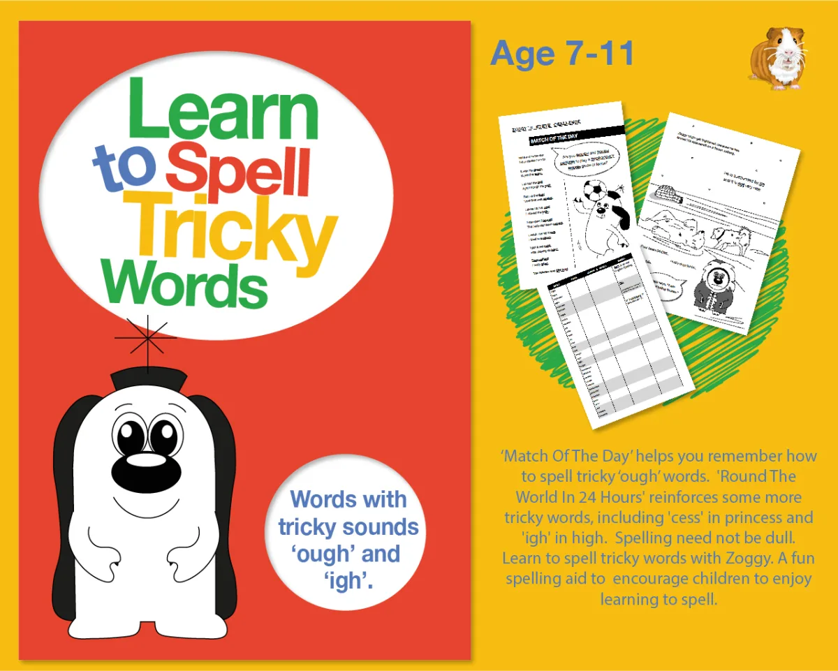 An educational teaching resource from Guinea Pig Education entitled Learn To Spell Words With Tricky Sounds ‘ough’ & ‘igh’ (7-11 years) downloadable at Teach Simple.