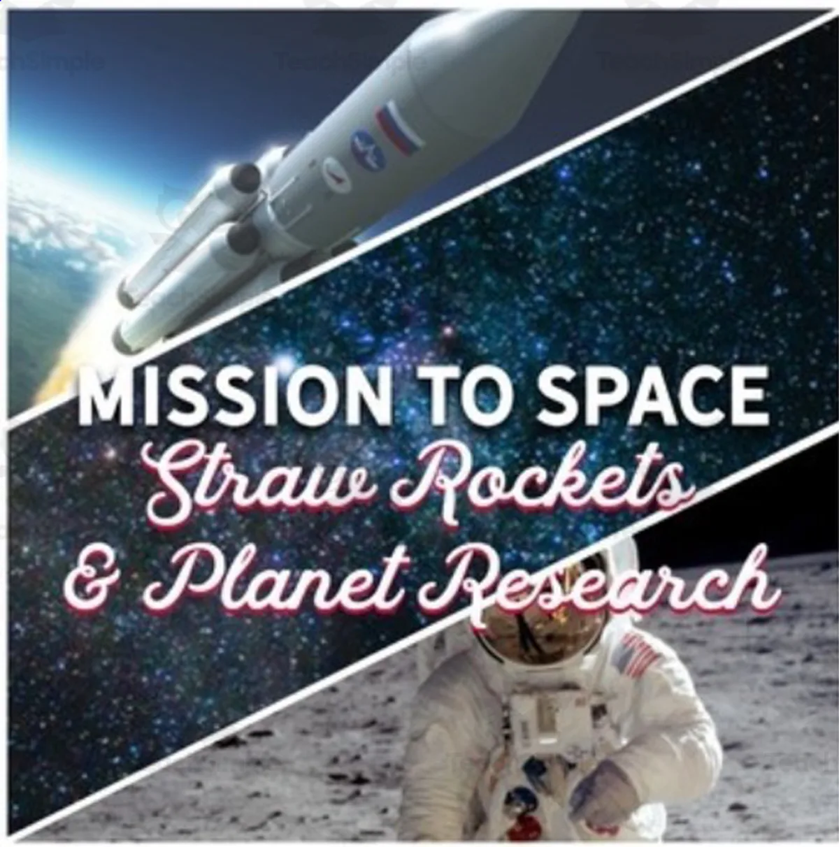 An educational teaching resource from Hey Teacher Shoppe entitled Mission to Space Rocket Straws Project downloadable at Teach Simple.