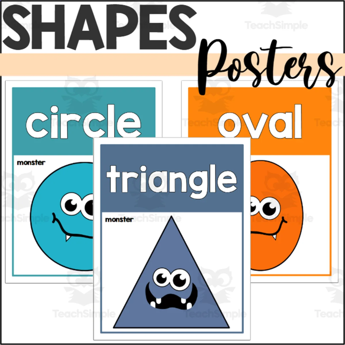 An educational teaching resource from The Connett Connection entitled Monster 2D Shape Posters downloadable at Teach Simple.