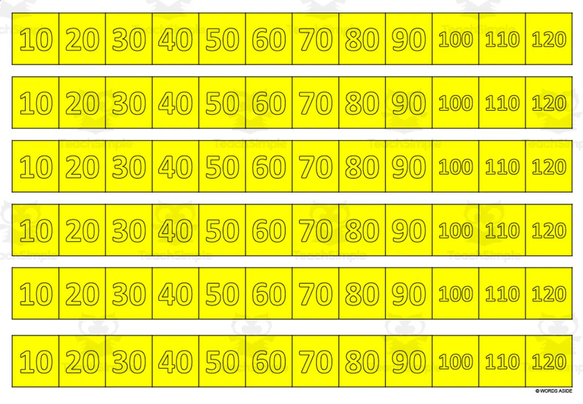 An educational teaching resource from WORDS ASIDE entitled Multiplication Facts Writing | Strip Lines Set 10D downloadable at Teach Simple.