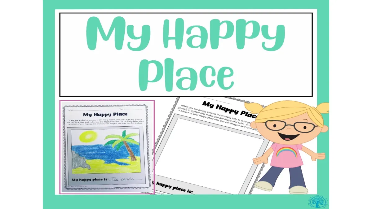 An educational teaching resource from SEN Resource Source entitled My Happy Place Worksheet downloadable at Teach Simple.