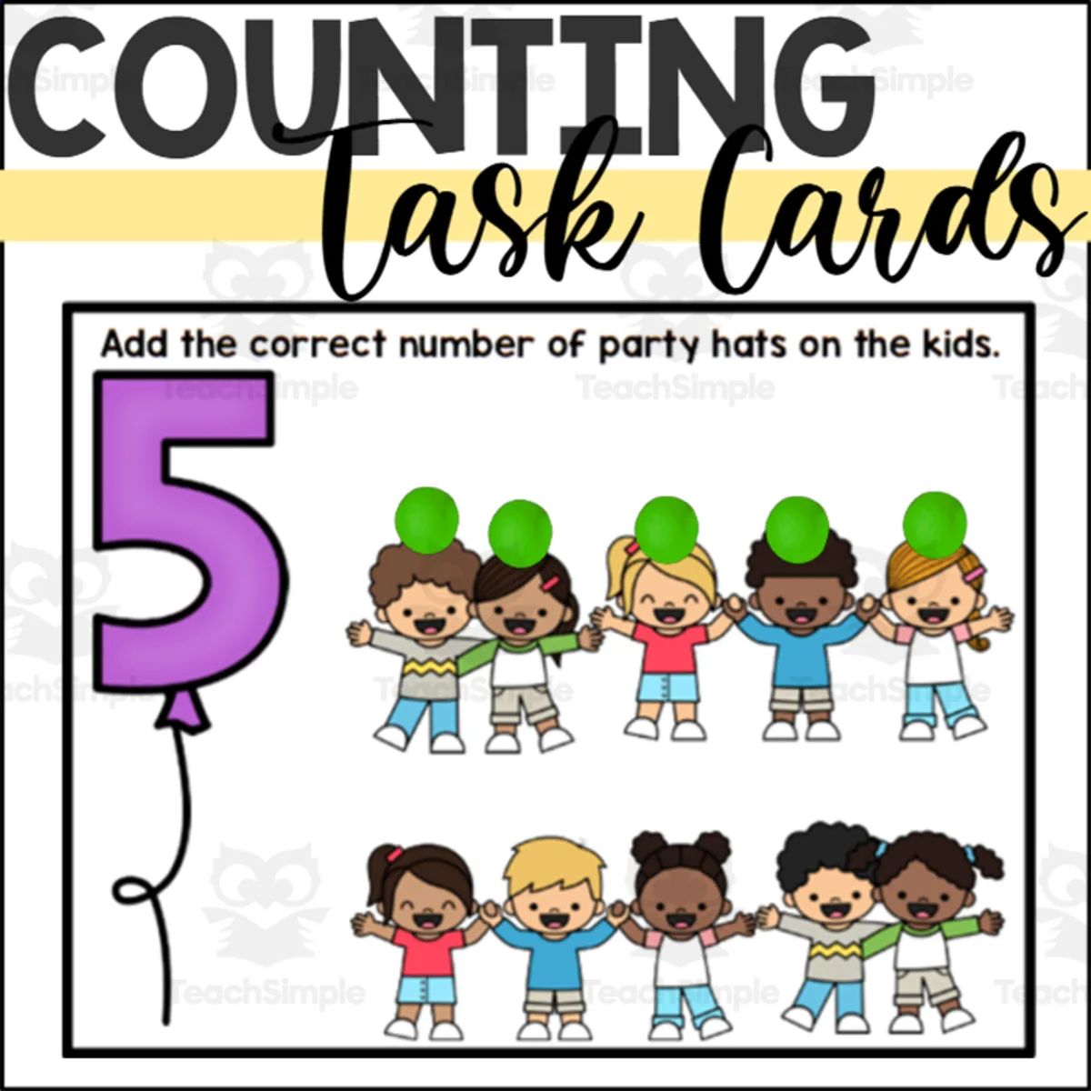 An educational teaching resource from The Connett Connection entitled New Years Counting to 10 Fine Motor Task Cards downloadable at Teach Simple.