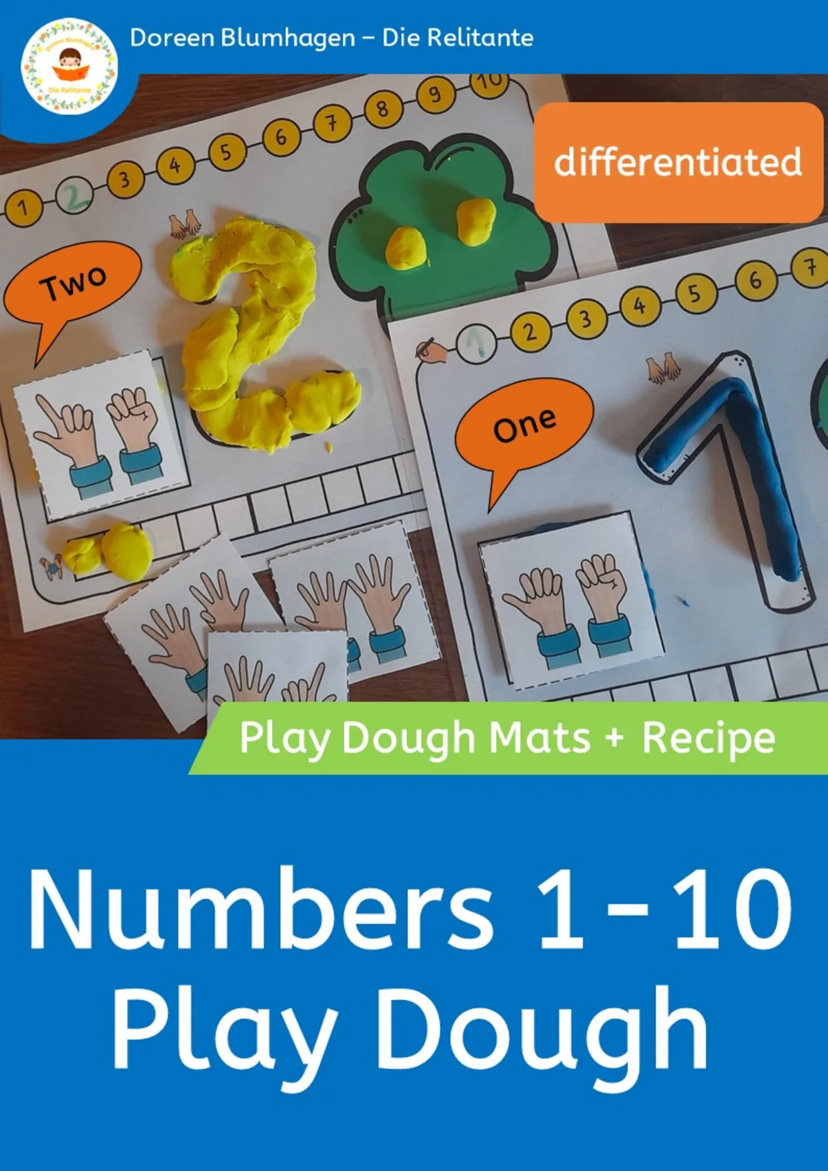 An educational teaching resource from Die Relitante entitled Numbers 1-10 - Play Dough Mats and Recipe downloadable at Teach Simple.